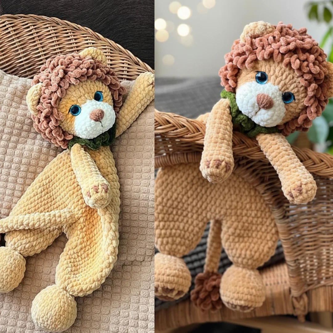 adorable Lion Comforter crochet pattern — lion baby blanket pattern